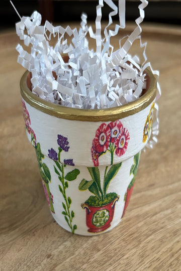 Decoupaged Small Terracotta Pot - Flowers in Pots