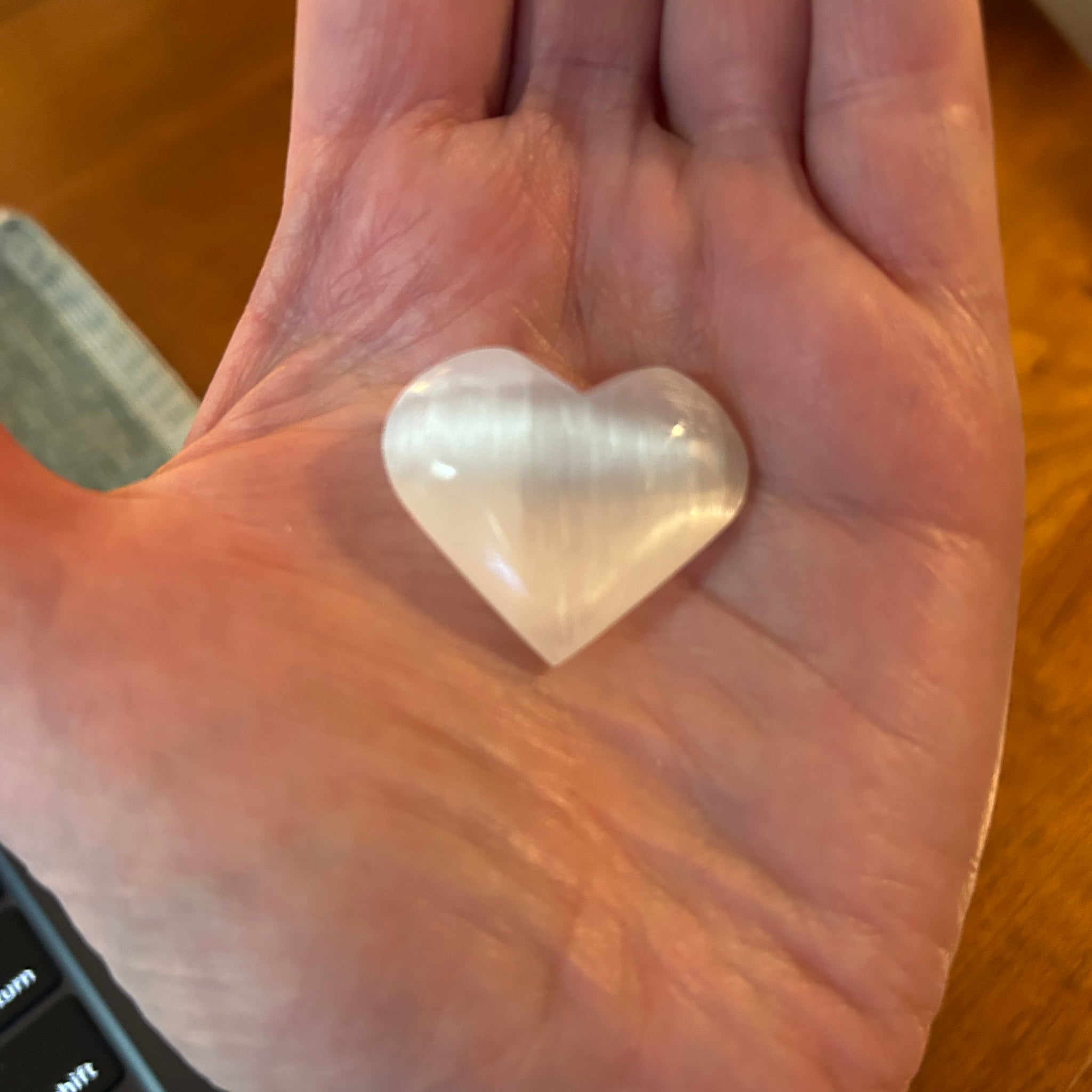 Selenite Pocket Heart