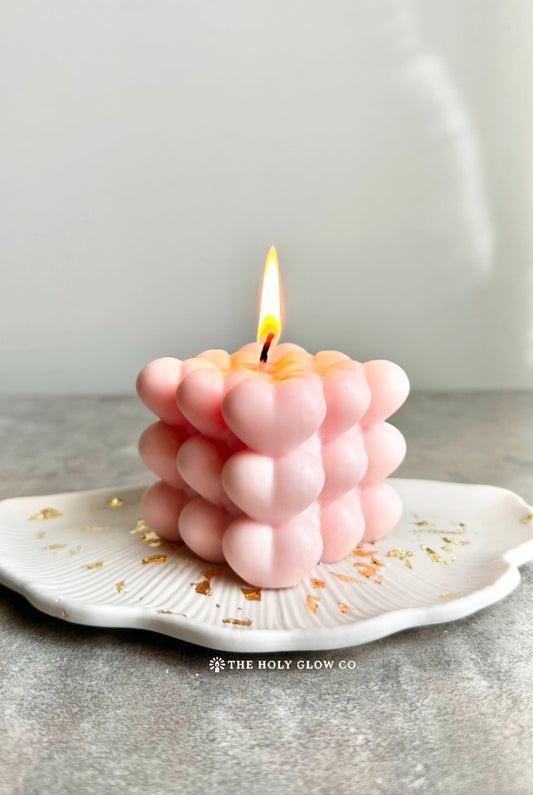 Heart cube candle