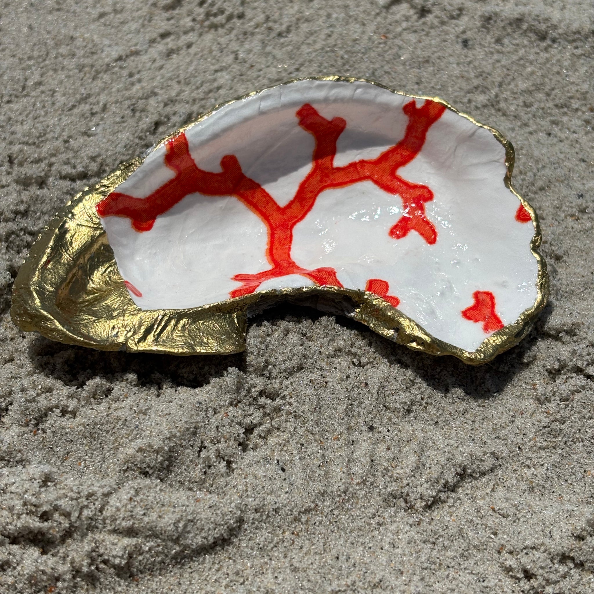 Oyster Shell Trinket/Jewelry Dish - Coral