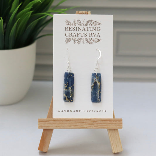 Moonlit Agate Faux Stone Polymer Clay Earrings, Hypoallergenic Sterling Silver and Gold Filled Earrings