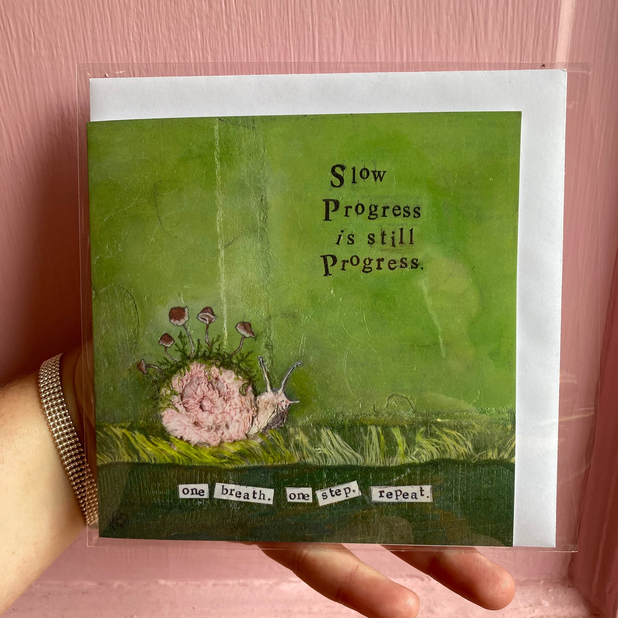 "Slow Progress," 5x5 Notecard