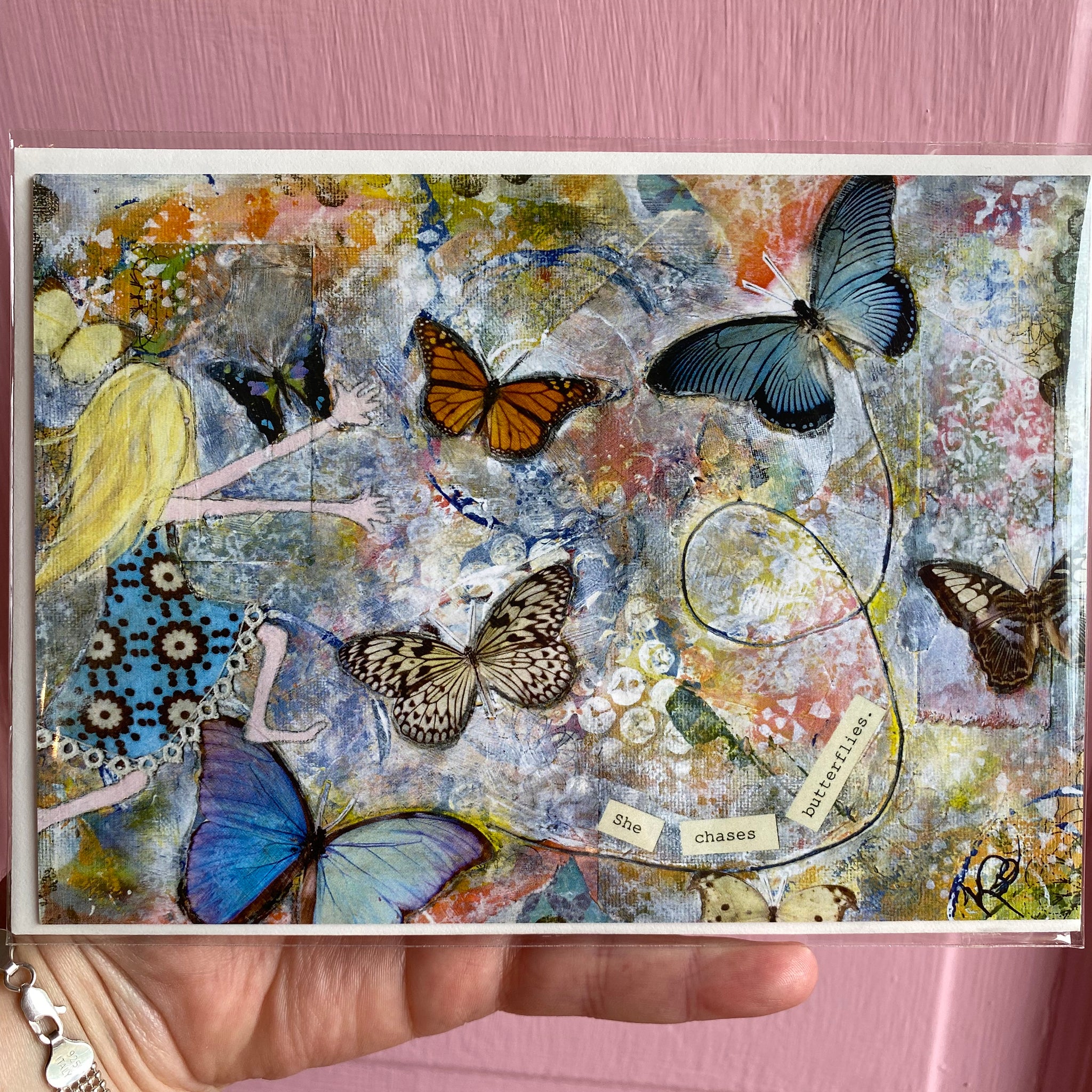 "Chasing Butterflies," 5x7 Notecard