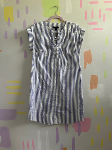 J. Crew Blue and White Striped Lace-Up Tunic Dress - Size X-Small