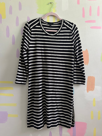 J.Crew Black and White Striped 3/4 Sleeve Dress - Size Small