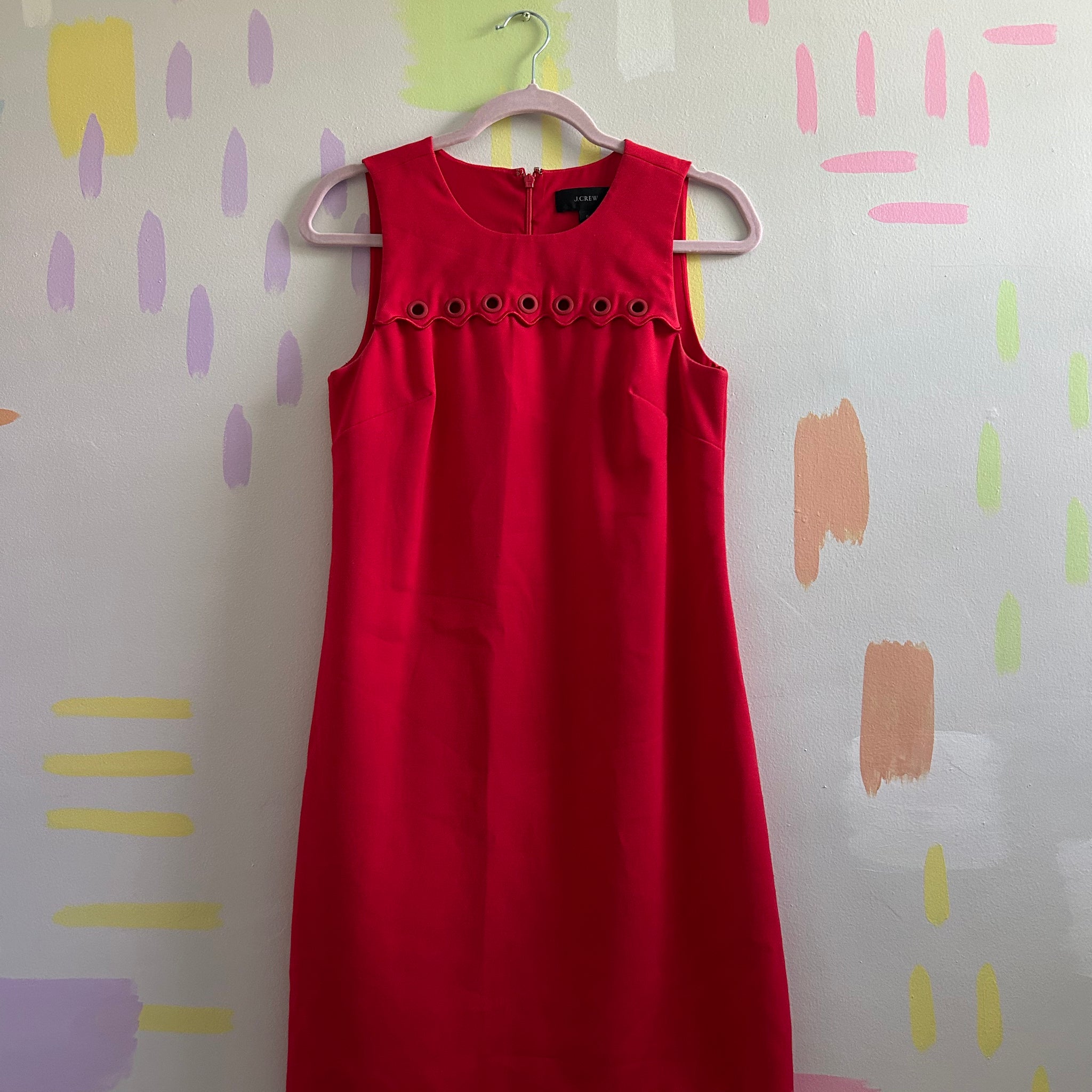 J. Crew Red Grommet Shift Dress