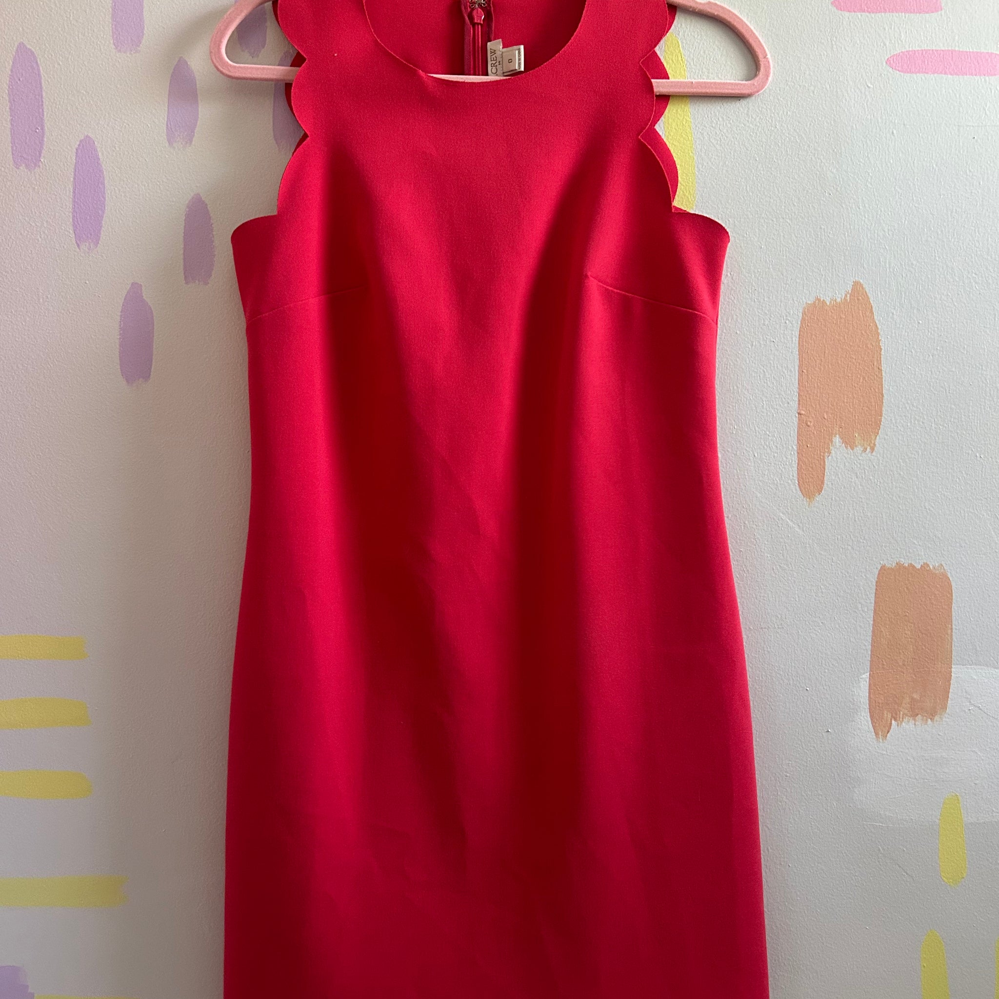 J. Crew Coral Sleeveless Scalloped Shift Dress-Size 0