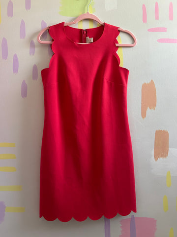 J. Crew Coral Sleeveless Scalloped Shift Dress-Size 0