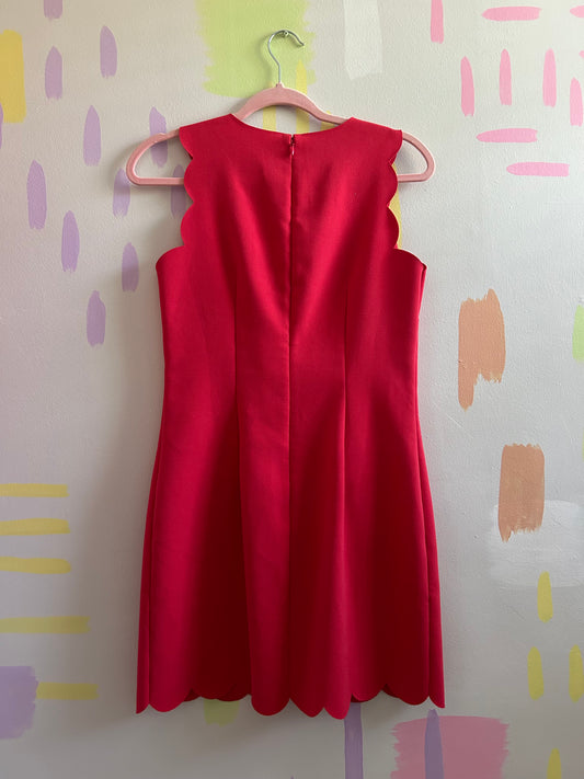 J. Crew Coral Sleeveless Scalloped Shift Dress-Size 0