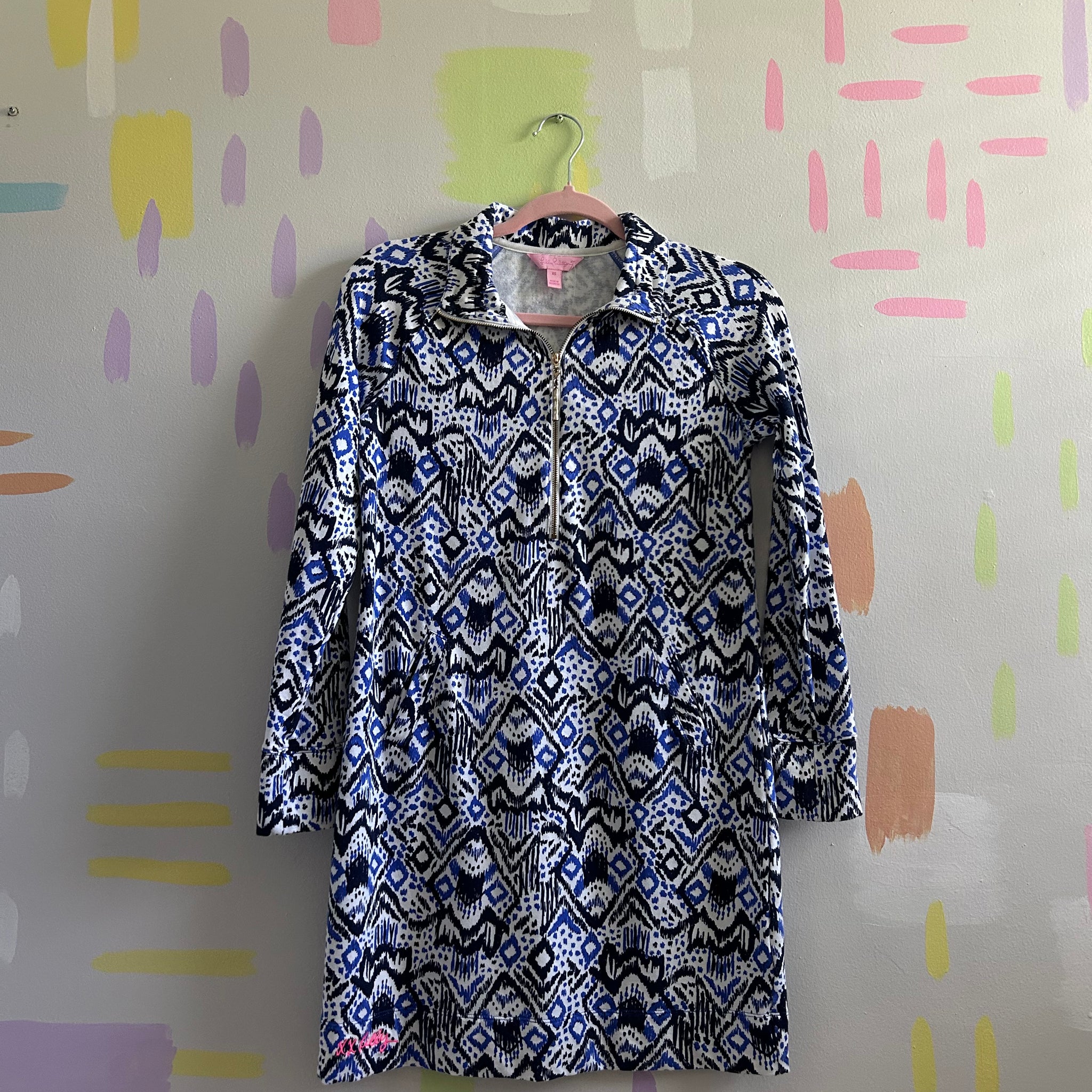 Lilly Pulitzer Skipper Popover Half Zip Dress-Size XS