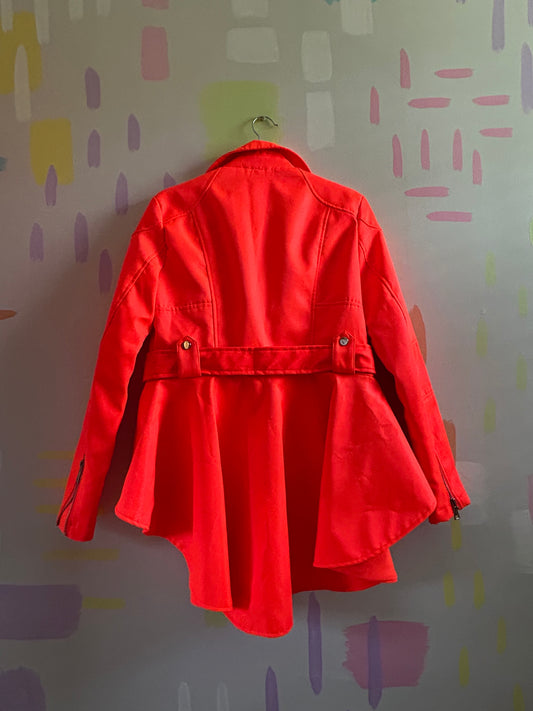 Azalea Wang Neon Orange Belted Peplum Jacket-Size L
