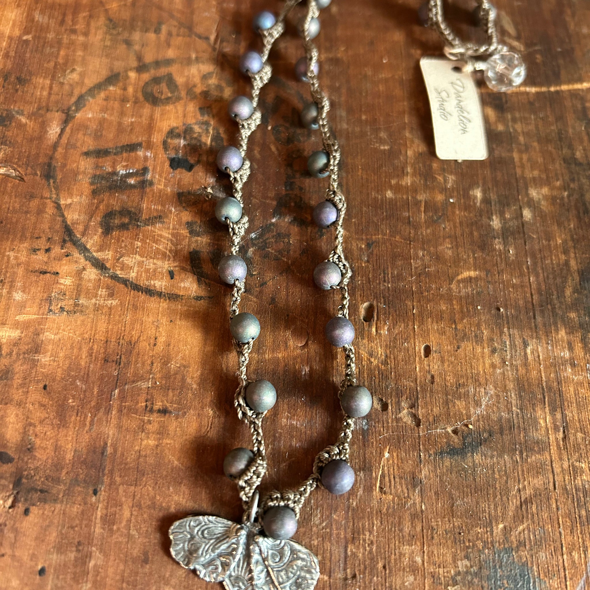 Pewter Moth Butterfly Pendant Necklace