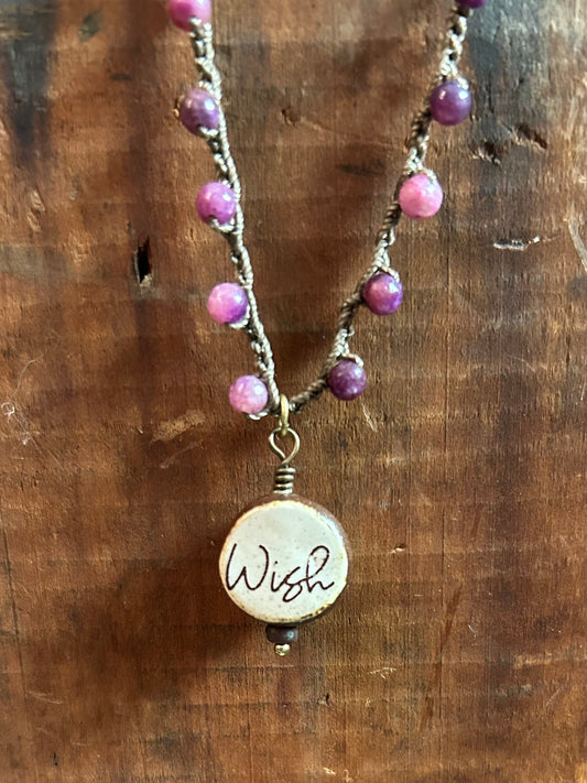 Ceramic Dandelion/"Wish" Pendant Necklace