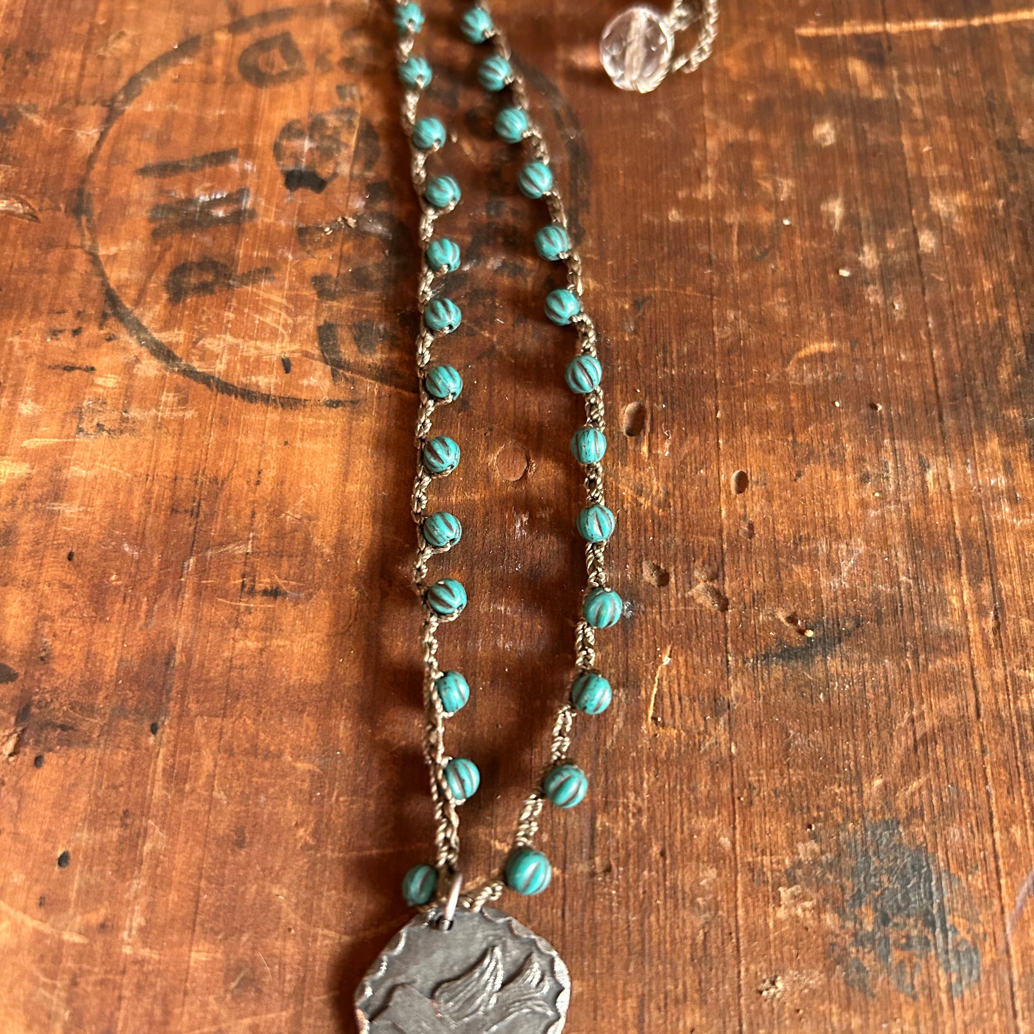 Pewter Folk Bird Pendant Necklace