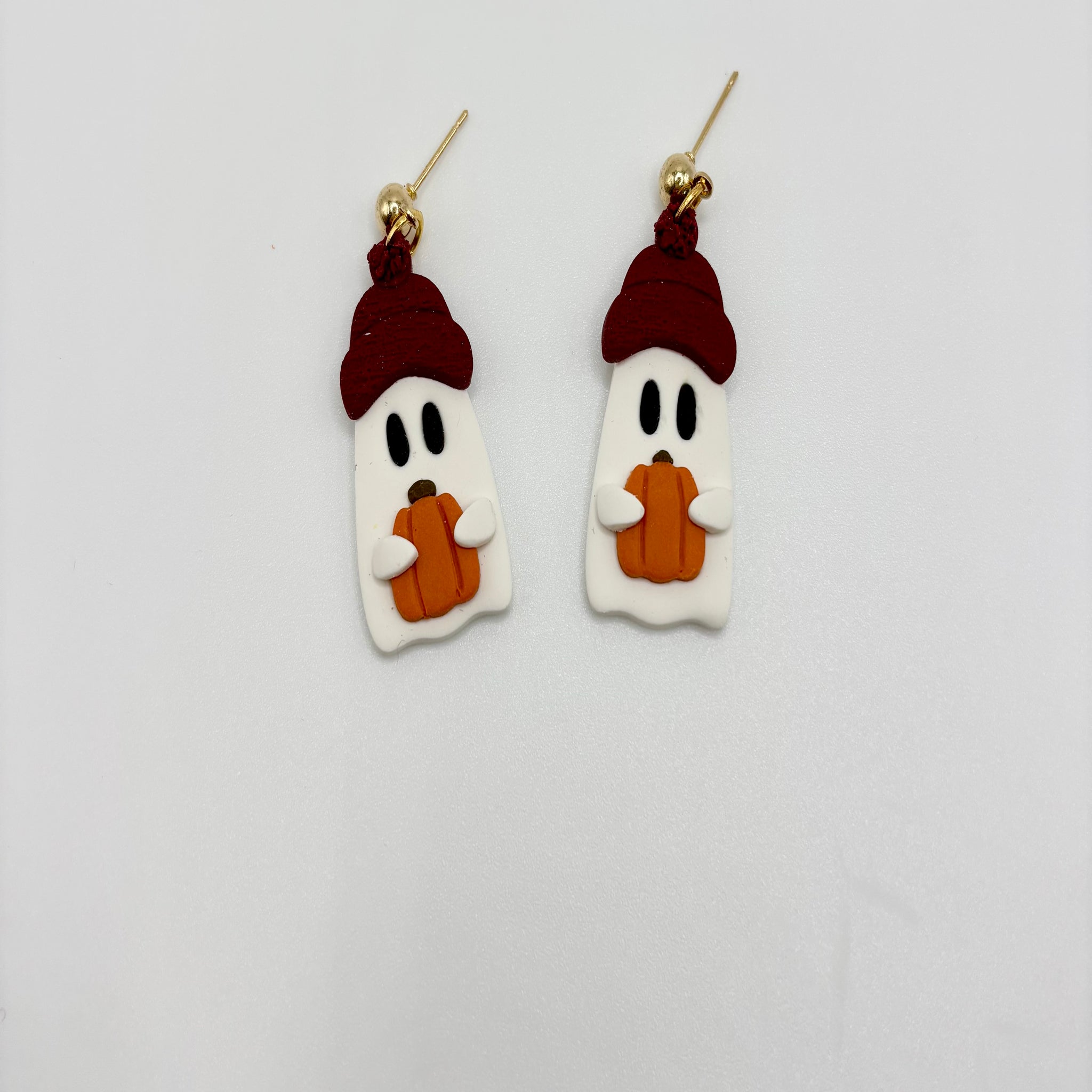 Pumpkin Patch Ghost Polymer Clay Earrings