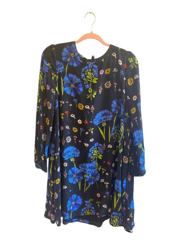Anthropologie Maeve Lucinda Floral Print Silk Tunic Dress-Size-M