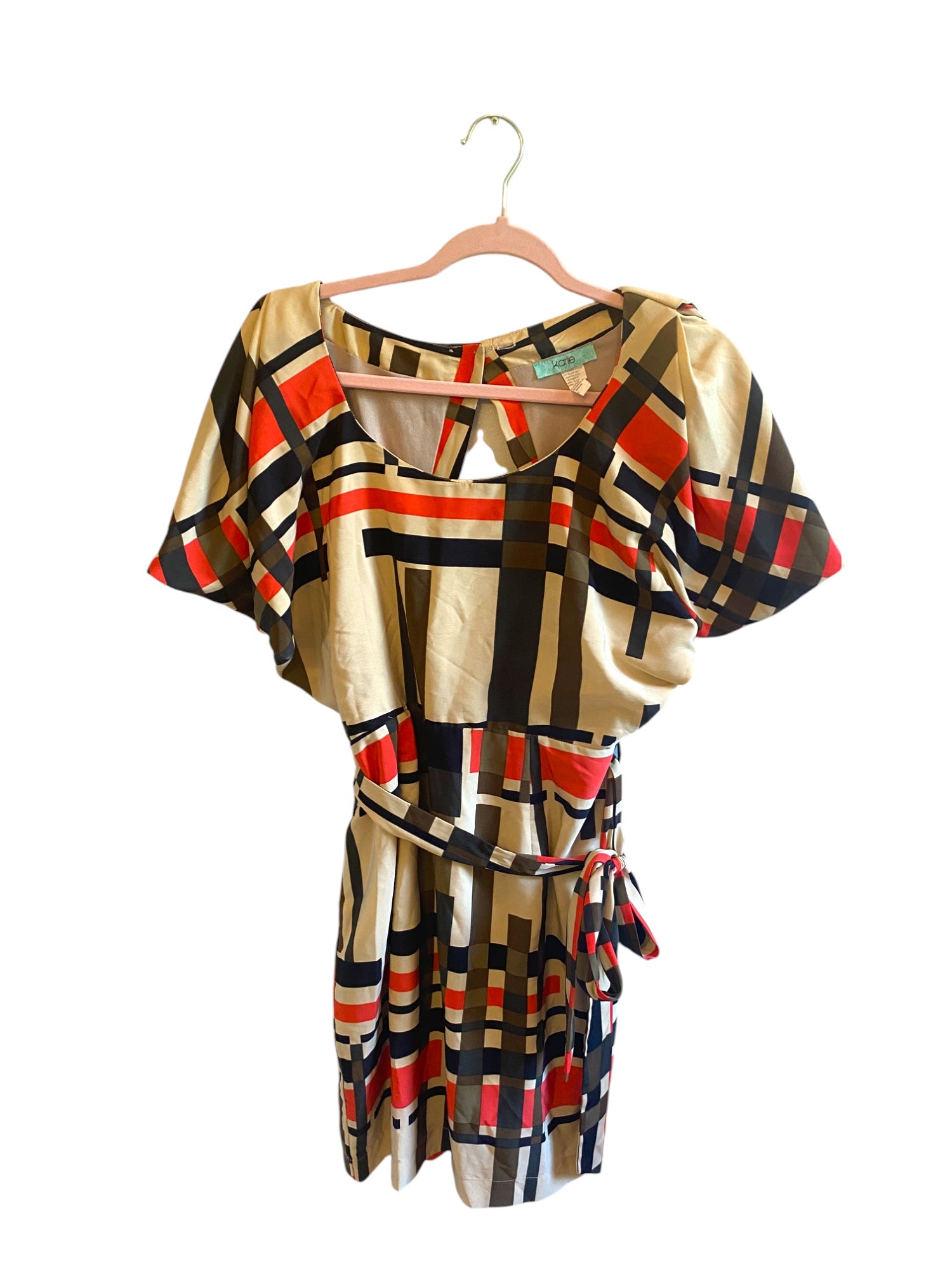 Karlie Vintage 90’s Abstract A Line Open Back Above the Knee Dress- Size-S