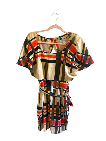 Karlie Vintage 90’s Abstract A Line Open Back Above the Knee Dress- Size-S
