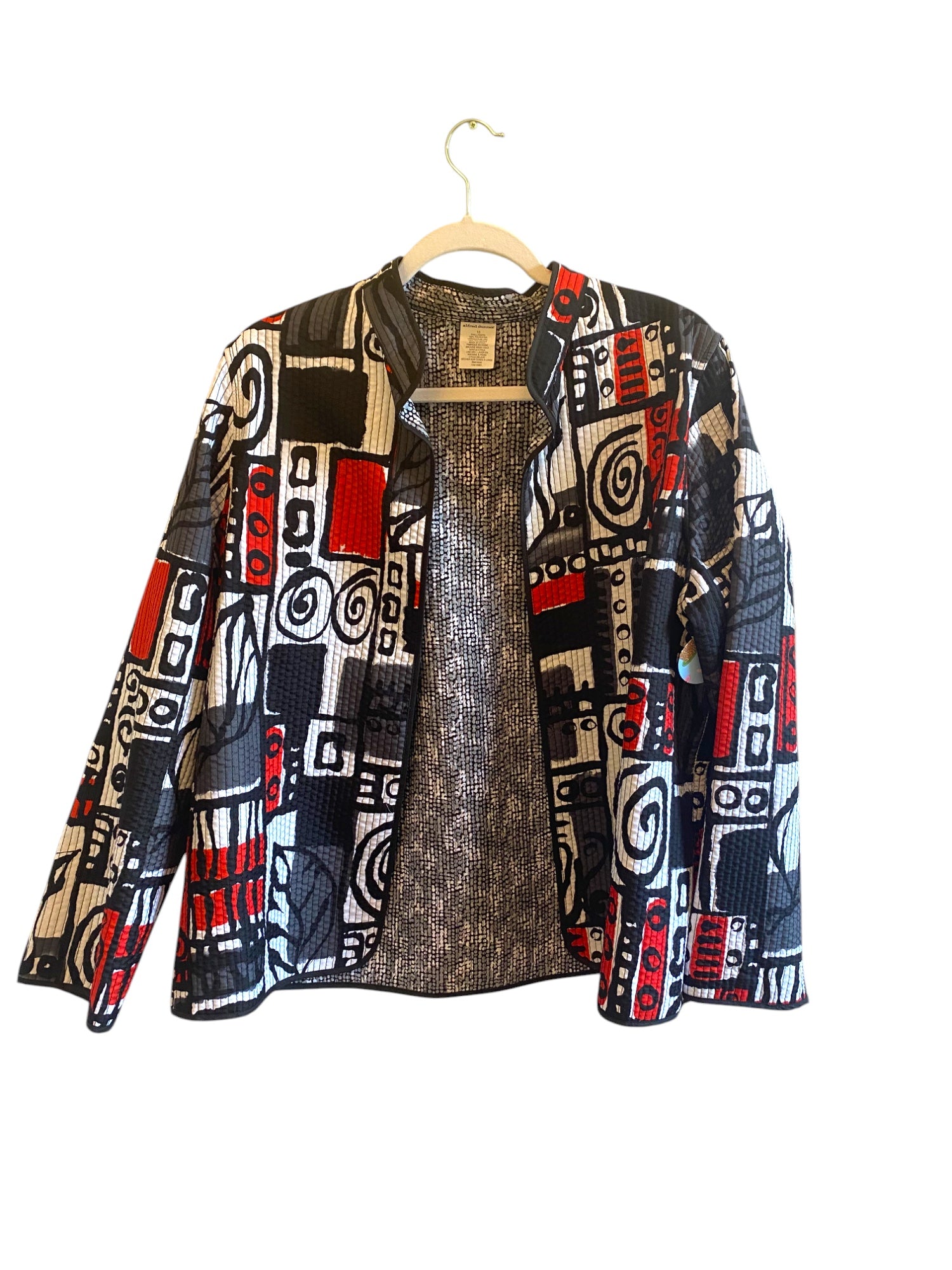 Alfred Dunner Ladies Reversible Quilted Jacket – Collarless, Long Sleeve, Red- Size-16