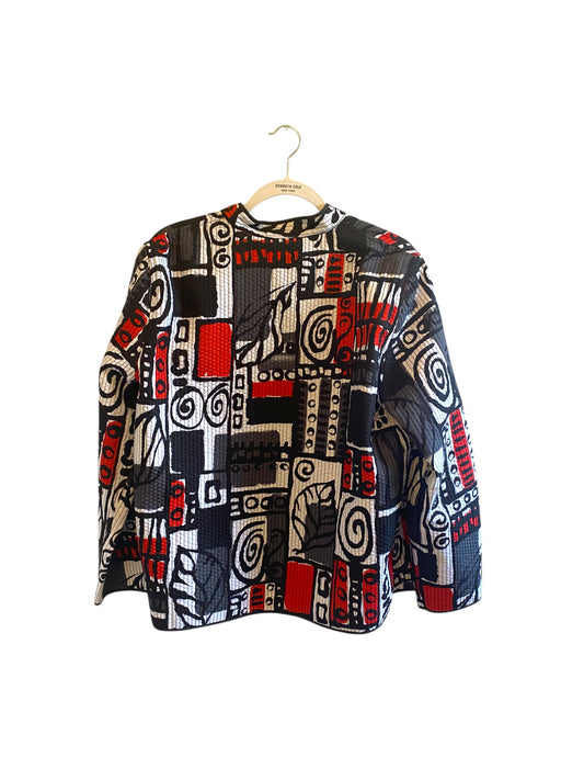 Alfred Dunner Ladies Reversible Quilted Jacket – Collarless, Long Sleeve, Red- Size-16