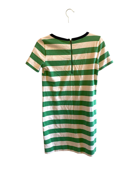 J.Crew Green & White Rugby Striped Short Sleeve Cotton Mini Dress-Size-XXS