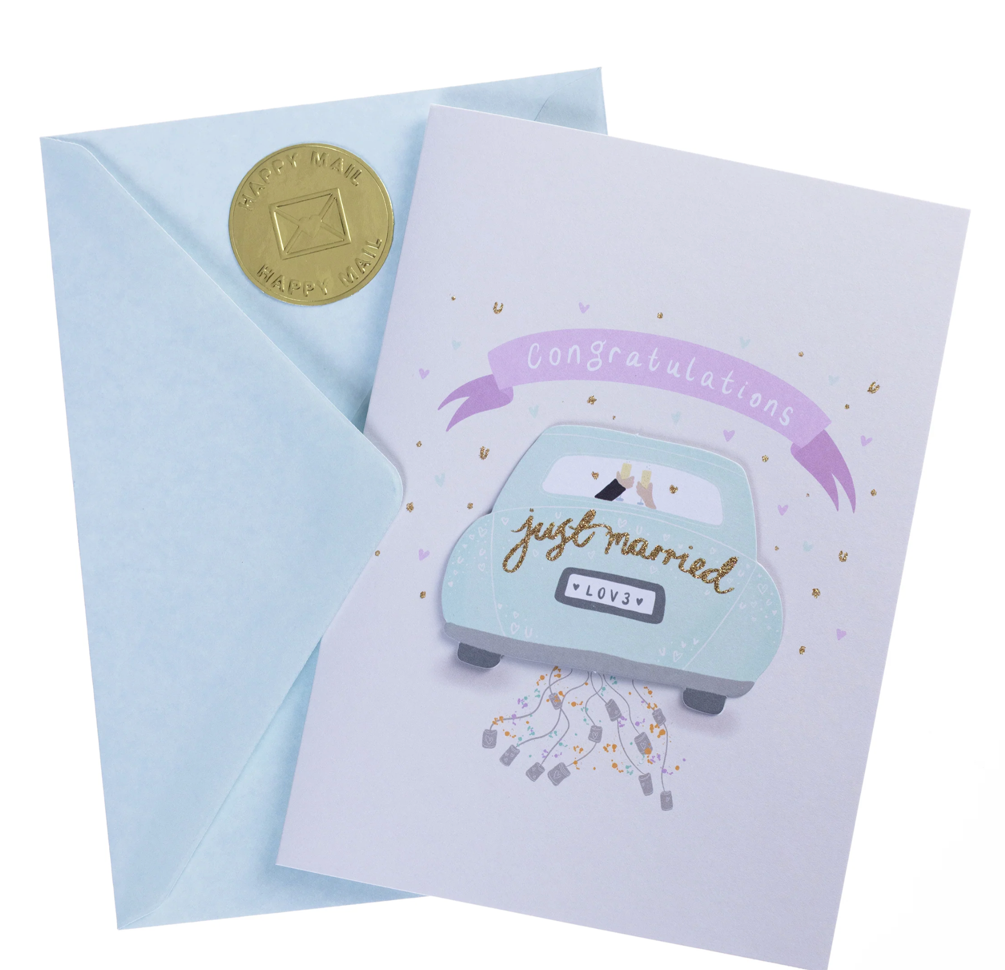 Just Married Car Wedding Handmade Card