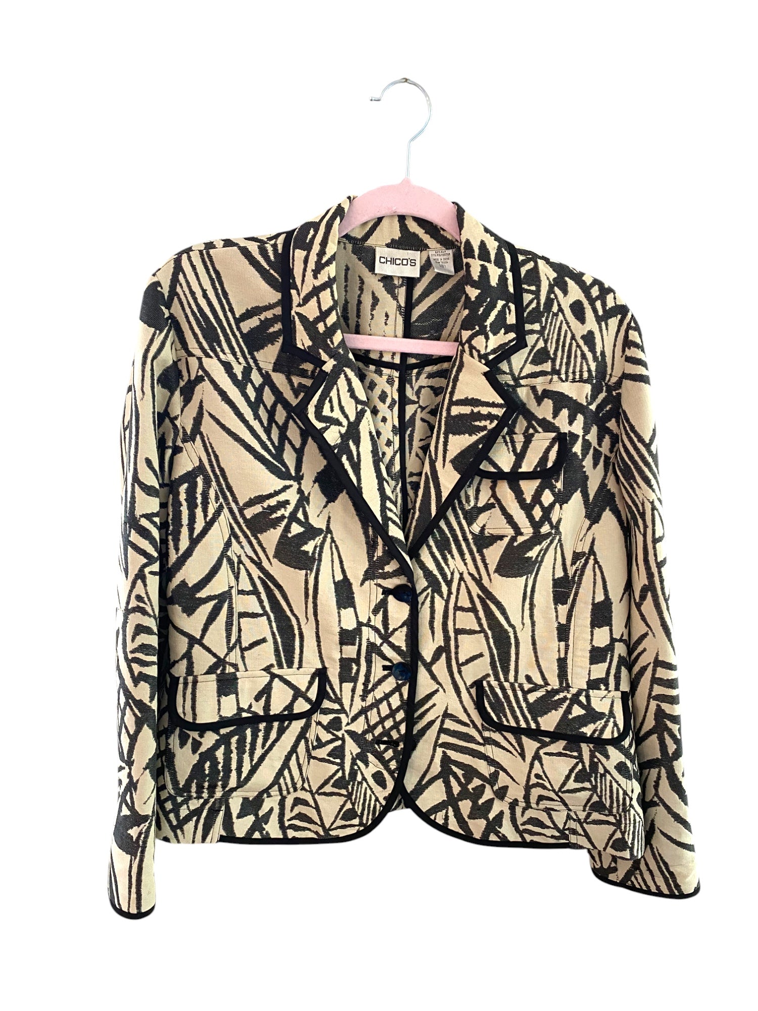 Chico's Blazer Black Khaki Zaire-1X