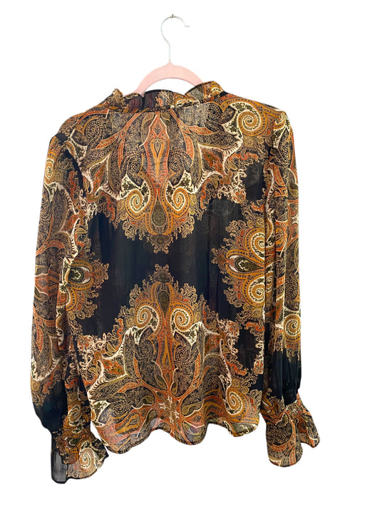 Floral & Ivy Paisley Lantern Sleeve Blouse Size-L