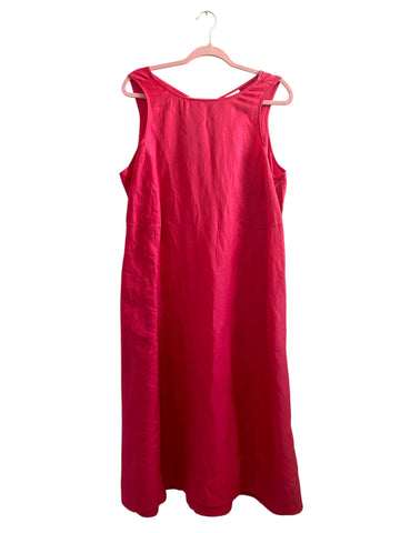 J. Jill Bright Pink Linen Midi Dress Size-L