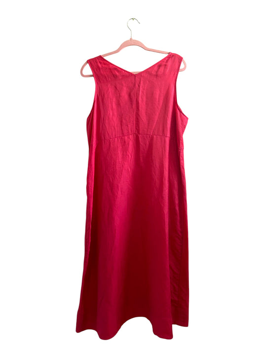 J. Jill Bright Pink Linen Midi Dress Size-L