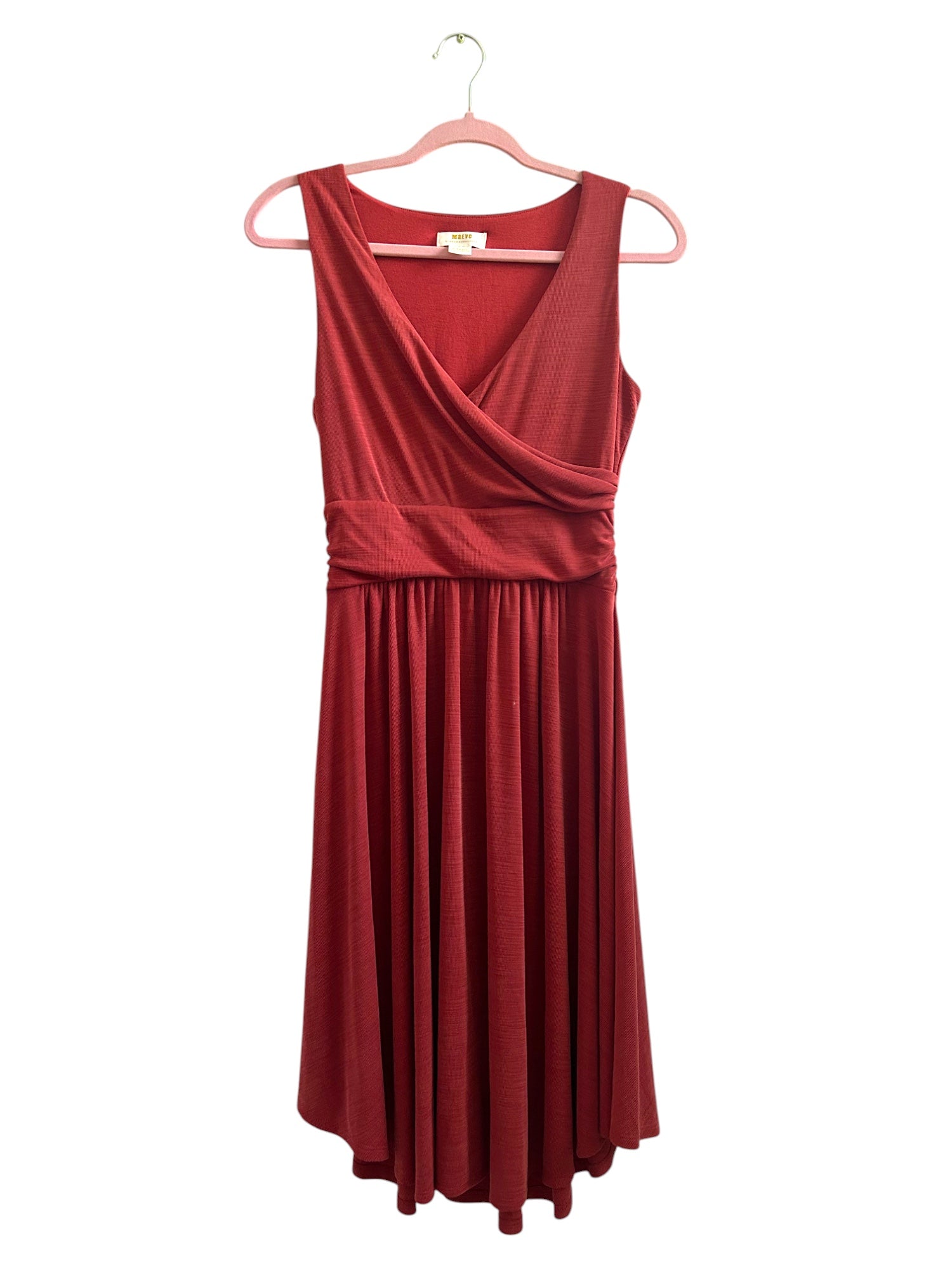 Anthropologie Maeve Brick Red Sleeveless Dress Size-XS