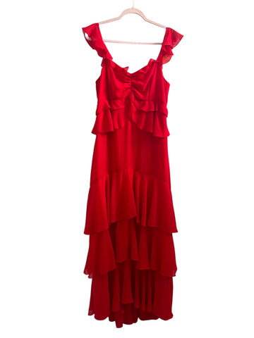 Sugar Lips Red Ruffle Dress Size-L