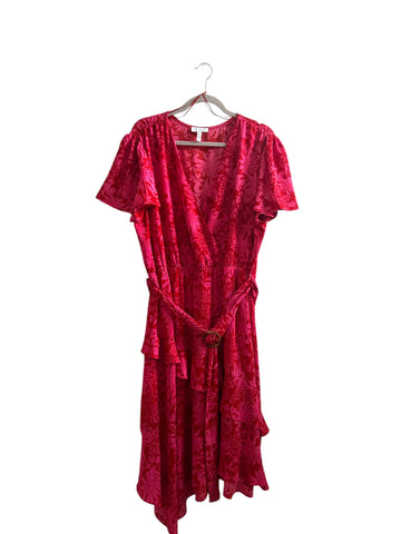 SOFIA Jeans Faux Wrap Dress with Flutter Sleeves Size-XXL