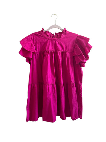 Maeve by Anthropologie Pink Tiered Babydoll Top Size-XL