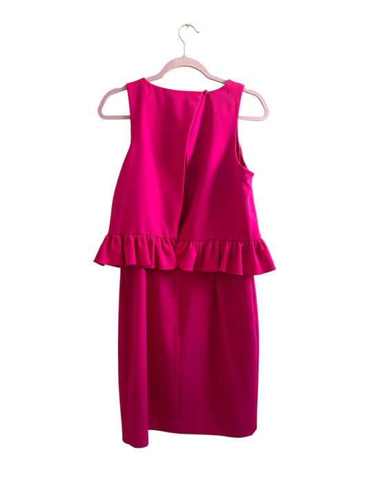 Trina Turk Hot Pink Sleeveless Ruffle Open Back Crepe Formal Dress Size-6