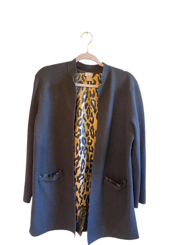 Chico's Woven Back Animal Print Cardigan Sweater Size-1X
