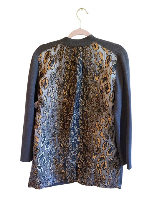Chico's Woven Back Animal Print Cardigan Sweater Size-1X