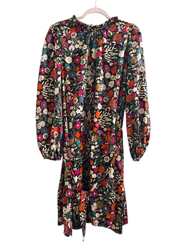 Maia Long Sleeve Floral Tie-Waist Dress Size-12