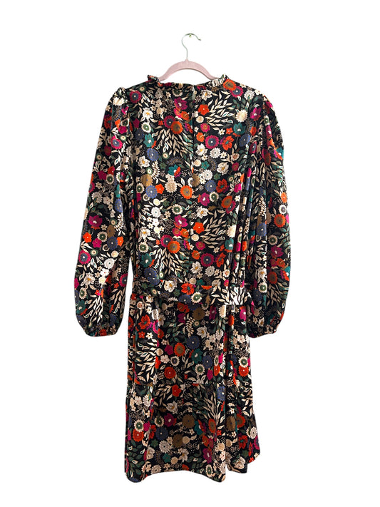 Maia Long Sleeve Floral Tie-Waist Dress Size-12