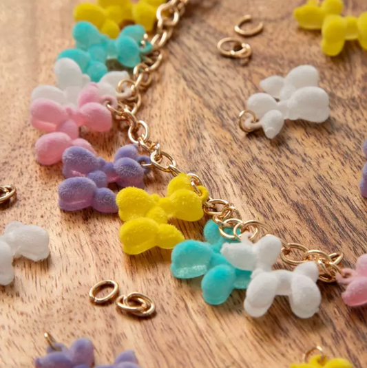 Flocked Balloon Dog Charm Bracelet