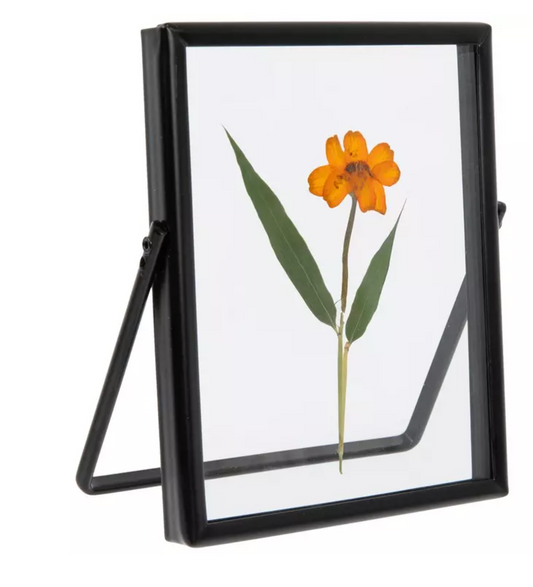 Orange Bloom Pressed Flower Glass Frame