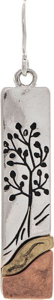Multimetal Tree Rectangle Earring