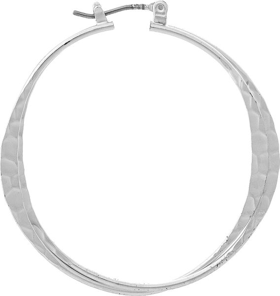 Silver Double Layer Wire Hoop Earring