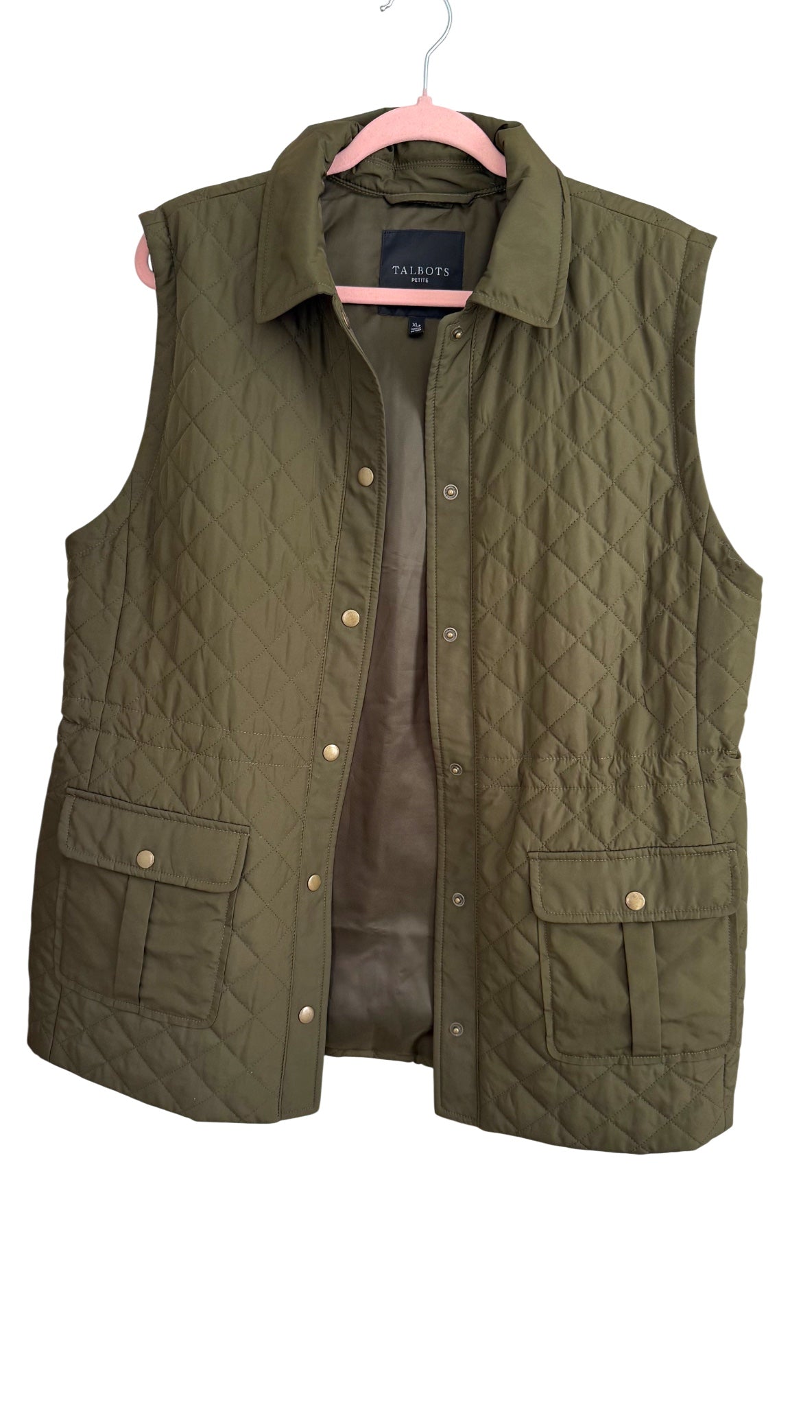 Talbots Green Diamond Quilted Vest