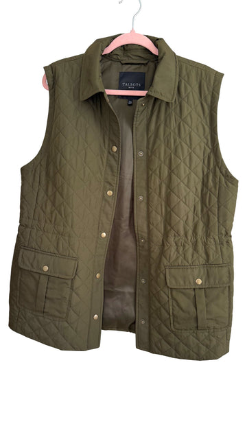 Talbots Green Diamond Quilted Vest