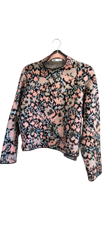 ZARA Jacquard Floral Print Sweater