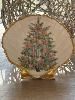 Large Scallop Shell Trinket/Jewelry Dish - Holiday