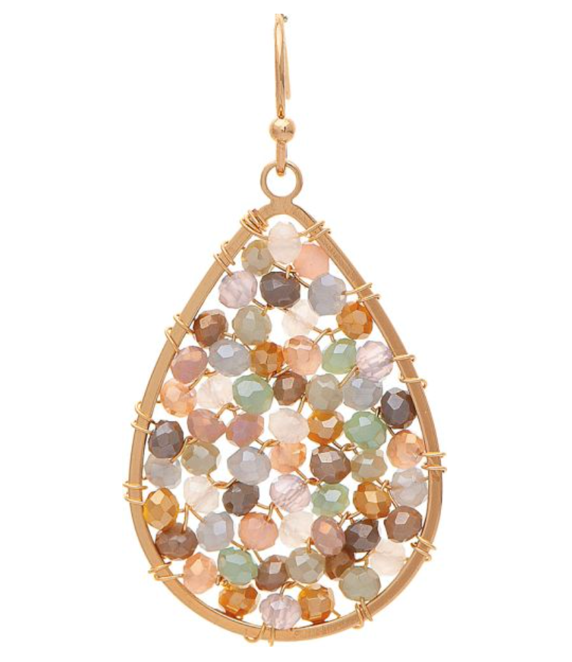 Gold Multicolored Beads Teardrop Earring
