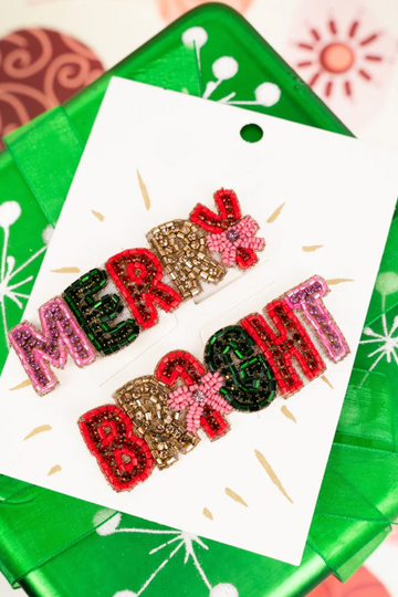Merry & Bright Brooch Hand Beaded Lapel Pin