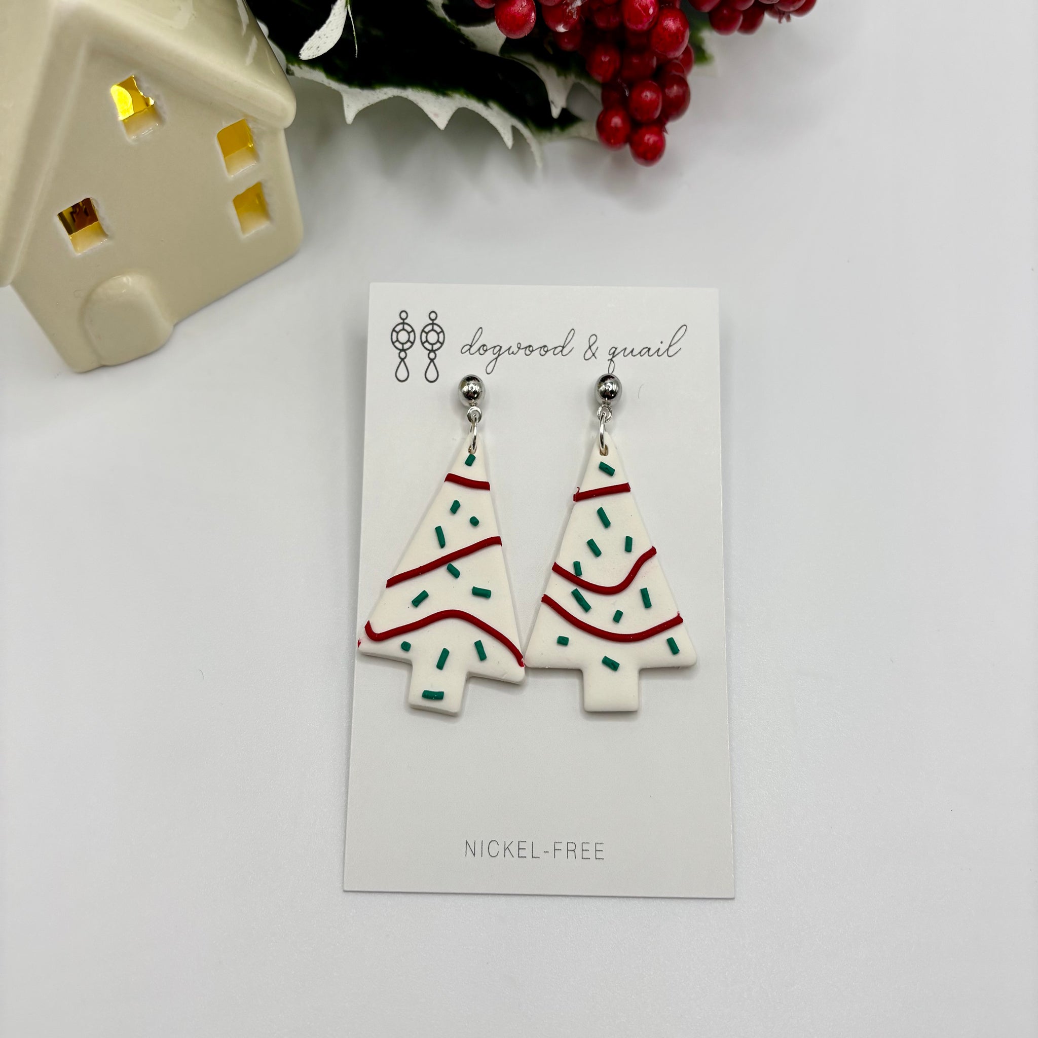 Christmas Tree Snack Cake Polymer Clay Earrings